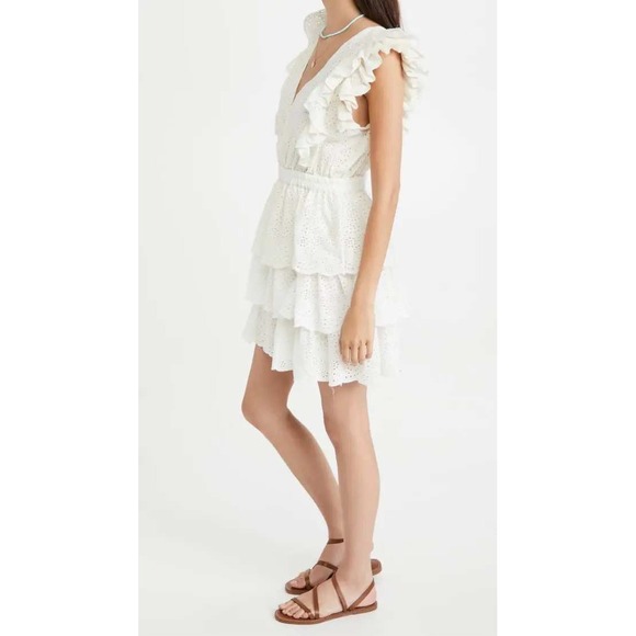 Love The Label Dresses & Skirts - love the label White Eyelet Ruffle Tiered Mini Dress‎ Size L